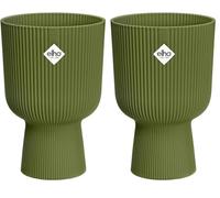 Elho Vibes Fold Coupe 14 - Vaso per Piante da Interno - 100% Plastica Riciclata - Ø 13.9 x H 21.0 cm - Verde/Verde Felce (Confezione da 2)