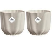 Elho Vibes Fold Round Mini 11-100% Plastica Riciclata - Vaso per Piante da Interno - Ø 11.1 x H 10.5 cm - Bianco/Linen White (Confezione da 2)