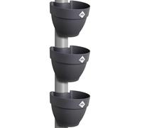 Elho Vibia Campana Drainpipe Clicker 40 - Vaso per Esterno - Set di 3 - Ø 21.6 x H 16.3 cm - Nero/Anthracite