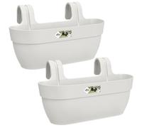 Elho Vibia Campana Easy Hanger L - Fioriera per Balcone esterno - 100% plastica riciclata - Set di 2 - L46 x W24.1 x H26.5 cm - Bianco/Silky White