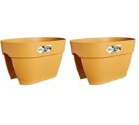 Elho Vibia Campana Flower Bridge 40 - Fioriera per Balcone E Esterno - Ø 39 x H 22 cm - Giallo/Honey Yellow (Confezione da 2)