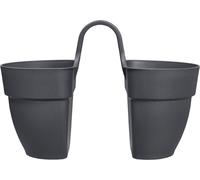 ELHO - Vaso da fiori - Vibia Campana Flower Twin 21 - Antracite - Balcone esterno - L 38,4 x P 20,5 x A 26,5 cm