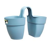 Elho Vibia Campana Flower Twin 21 - Fioriera per Balcone esterno - Ø 20.5 x H 26.5 cm - Blu/Vintage Blue