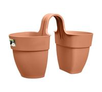 Elho Vibia Campana Flower Twin 21 - Fioriera per Balcone esterno - Ø 20.5 x H 26.5 cm - Marrone/Terra