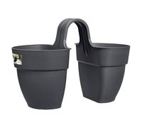 Elho Vibia Campana Flower Twin 21 - Fioriera per Balcone esterno - Ø 20.5 x H 26.5 cm - Nero/Anthracite