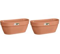 Elho Vibia Campana Wall Basket 35 - Fioriera per Balcone esterno - Ø 35.0 x H 14.8 cm - Marrone/Terra (Confezione da 2)