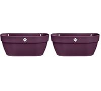 Elho Vibia Campana Wall Basket 35 - Fioriera per Balcone esterno - Ø 35.0 x H 14.8 cm - Viola/Porpora Acero (Confezione da 2)