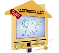 Eli® Lavagna magica in legno per bambini dai 2 anni in su, con timbro e penna da colorare, lavagna magnetica, lavagna da disegno, lavagna magica per ragazzi e ragazze, idea regalo