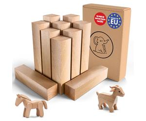 Eli® Legno da intaglio tiglio - confezione da 10 blocchi di legno - tiglio per intaglio o tornitura - modello per intaglio - set di intaglio blocchi grezzi - legno squadrato - kit per bricolage