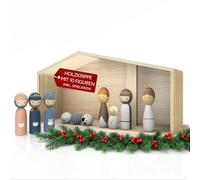 Eli Presepe in legno per bambini con statuette per presepe - animali e istruzioni per il gioco - Presepe in legno - Ragazzi - Ragazze - Storia di Natale