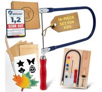 Eli® Sega da figura per bambini - Set completo per seghe figurative inclusi modelli creativi - Lastre figurative - Colori - Pennello - Carta abrasiva - Legno - Idea regalo per ragazzi e ragazze