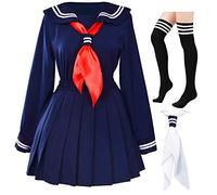 Elibelle Classico Giapponese Scuola Ragazze Sailor Vestito Camicie Uniforme Anime Cosplay Costumi con Calze Set - Blu - 5X-Large
