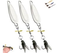 Elica in metallo per pesca cattura, gancio per volo Sequin Lure Fly Hook, Bait 3D Bionic Swimming Bait, Spinner ad alta vibrazione con coda rotante galleggiante (argento, L)