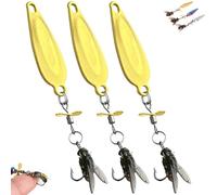 Elica in metallo per pesca cattura, gancio per volo Sequin Lure Fly Hook, Bait 3D Bionic Swimming Bait, Spinner ad alta vibrazione con coda rotante galleggiante (oro, M)