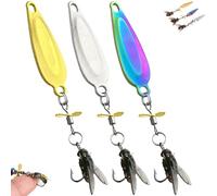 Elica in metallo per pesca cattura, gancio per volo Sequin Lure Fly Hook, Bionic Swimming Bait, Spinner ad alta vibrazione con coda rotante galleggiante (mista, M)