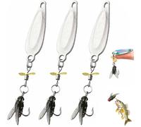 Elica in metallo per pescare catture, elica da spinning sequin soft bait, 3D Bionic Swimming Bait con gancio rotante in vita (argento*3, M)