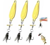 Elica in metallo per pescare catture, elica da spinning sequin soft bait, 3D Bionic Swimming Bait con gancio rotante in vita (oro x 3, M)