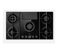 elica NIKOLATESLA FLAME EVO BL/A/88 - PRF0196341 Piano cottura con cappa aspirante integrata Incasso | Classe A++ | Piano cottura a gas da 88 cm con cappa integrata, vetro nero e ghisa, portata max 59