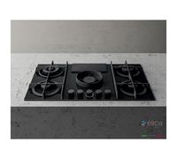Elica PRF0147740A Nikolatesla Flame BL/A/88 Piano cottura a gas in vetro nero con cappa integrata versione Aspirante