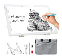 elice Pannello luminoso DIN A4 con tasca/supporto, ricaricabile A4, 6 livelli di luminosità e piastra da disegno dimmerabile, lightbox per Diamond Painting, disegno, schizzo (bianco)