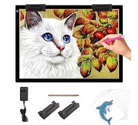 elice Tavolo luminoso a LED A2 con adattatore da 12 V 2 A e 2 clip multifunzione, piastra luminosa ultra sottile da 7 mm, 3 livelli di luminosità, grande piastra luminosa per Diamond Painting,