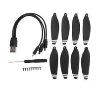 Eliche per Droni in Plastica Leggere e Silenziose da 8 Pezzi, Pale 'elica per Droni RC da 2,8 Pollici con Viti, Cavo di Ricarica 3 in 1 per E88 E58, Realizzate in Plastica di