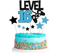Elicola Topper per torta per 16° compleanno, livellamento fino a 16 anni, decorazioni per torte Happy 16th Birthday per ragazzo gioco di compleanno forniture per feste