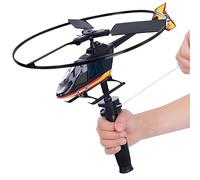 Elicottero Giocattolo che Vola Elicottero a Corda con Elica Volante Aereo Giocattolo da Lancio con Lanciatore Decolla e Vola in Alto Disco Volante Rotor Flyer Bambini,COLORI ASSORTITI COLORE CASUALE