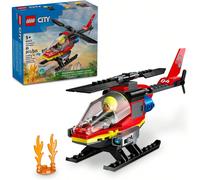 Elicottero giocattolo dei vigili del fuoco della città, set da costruzione con minifigure dei pompieri e pilota, regalo divertente o giocattolo per il gioco di finzione per bambini e ragazzi di età 5 