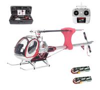 Elicottero RC 300C PRO con GPS, 2.4G a 3 pale 12 canali senza flybar in lega realistico con 2 batterie cabina di pilotaggio apribile modello di aereo militare versione RTF(Silver,Left-hand throttle)