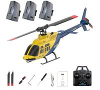 Elicottero RC A60, scala 1:42, BELL206, classe 90, 2,4G, 4 canali, singolo rotore, senza volano, mini elicottero radiocomandato per adulti, con flusso ottico (RTF/giallo e blu)