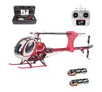 Elicottero RC Con Luci LED E Cabina Di Pilotaggio Apribile, Modello Di Elicottero RC 300C PRO 2.4G 3 Pale Senza Flybar Con 2 Batterie H1 GPS E Controllo Di Volo Intelligente(Red,Left-hand throttle)
