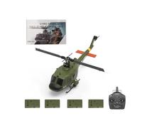 Elicottero RC per adulti, F07 UH-1 Huey 1/34, elicottero telecomandato con design militare realistico, giroscopio a 6 assi, stabilità flybarless, posizionamento del flusso ottico - 4 batterie