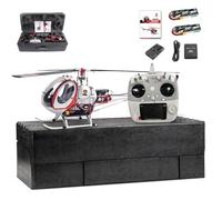 Elicottero telecomandato C300 2.4G aereo RC flybarless a 3 rotori classe 380 con 2 batteria e cabina di pilotaggio apribile Modello giocattolo regalo per adulti appassionati(Silver,Left-hand throttle)