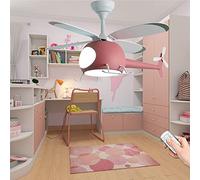 Elicottero Ventilatore Da Soffitto Con Luce Moderna LED Plafoniera Con Ventilatore Dimmerabile Con Telecomando Lampada Con Ventilatore Camera Dei Bambini Camera Da Letto Soggiorno Lampadario (Pink)