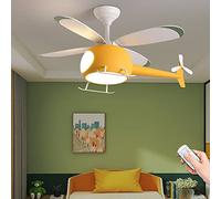 Elicottero Ventilatore Da Soffitto Con Luce Moderna LED Plafoniera Con Ventilatore Dimmerabile Con Telecomando Lampada Con Ventilatore Camera Dei Bambini Camera Da Letto Soggiorno Lampadario (Yellow)
