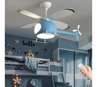 Elicottero Ventilatore Da Soffitto Con Luce Moderna LED Plafoniera Con Ventilatore Dimmerabile Con Telecomando Lampada Con Ventilatore Camera Dei Bambini Camera Da Letto Soggiorno Lampadario (Blue)