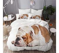 ELIENONO Set Biancheria da Letto,Set Copripiumino in Microfibra con Federa,Bulldog Inglese Anteriore Sfondo Bianco,1 Duvet Cover Set 220 x 240cm + 2 Pillowcase 50 x 80 cm