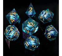 Elifel Dadi DND Set D&D 7 Pezzi Placcatura Iridescente, Resina Dadi da Gioco Particolari DND Fatto a Mano con Bordi Affilati per Giochi Tavolo di Ruolo Dungeons And Dragon con Custodia Regalo