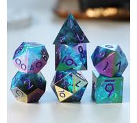 Elifel Dadi DND Set D&D 7 Pezzi Placcatura Iridescente, Resina Dadi da Gioco Particolari DND Fatto a Mano con Bordi Affilati per Giochi Tavolo di Ruolo Dungeons And Dragon con Custodia Regalo