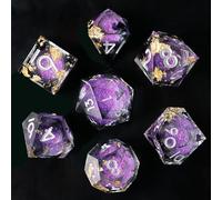 Elifel Dadi DND - Set di 7 nuclei liquidi, sabbie pieghevoli, dadi poliedrici, bordi taglienti, in resina, per dungeon e draghi, dadi D&D RPG D20 D12 D10 D8 D6 D4, fatti a mano, per giochi di ruolo