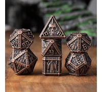 Elifel Dadi DND Set in Metallo D&D 7 Pezzi D4 D6 D8 D10 D12 D20 D% Metallici Poliedrici per Dungeons And Dragons Pathfinder Giochi da Tavolo Rpg MTG