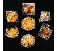 Elifel Set Dadi Liquid Core DND 7 Pezzi, Sabbie Mobili Poliedrici in Resina con Bordi Affilati per Dungeons And Dragons, Dadi Rpg D20 D12 D10 D8 D6 D4 Fatto a Mano, D&D Dadi per Giochi Ruolo