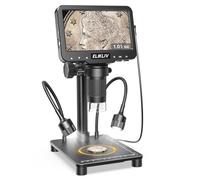 Elikliv Microscopio con bilancia di pesata, lente d'ingrandimento digitale per monete di errore, lente d'ingrandimento per gioielli con luci, schermo LCD da 4,3 pollici, fotocamera da 12 MP, video USB