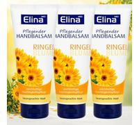 Elina med Balsamo per mani e corpo alla calendula, 3 x 75 ml, crema idratante nutriente per pelli stressate, con estratto di calendula