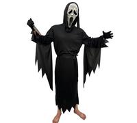 ELINA Spaventoso Volto Fantasma Cosplay Costume Halloween Carnival Scream Costume Cosplay con Plastica Sanguinante Coltello Giocattolo e Lattice Maschera