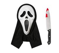 ELINA Spaventoso Volto Fantasma Maschera con Coltello Giocattolo Halloween Carnival Scream Costume Cosplay Accessorio