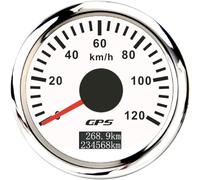ELING 52 mm GPS Tachimetro 0-120 km/h con 7 Colori di Retroilluminazione Contachilometri per Camion e Imbarcazioni Veloci (bianco+acciaio inossidabile, 0-120KM/H)