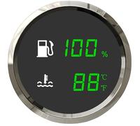 ELING Indicatore multifunzione 2 in 1, livello del carburante, temperatura dell'acqua 52 mm, per auto, navi con allarme