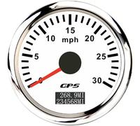 ELING Misuratore di velocità GPS 52 mm 0-30 miglia all'ora con retroilluminazione a 7 colori per carrelli elevatori (bianco + acciaio inossidabile, 0-30 MPH)